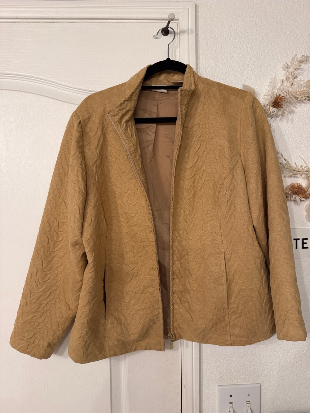 EP Pro Camel Quilted Teddy Jacket - Zip Front